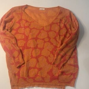Vibrant V-Neck Sweater in Orange and Red by LODENFREY
